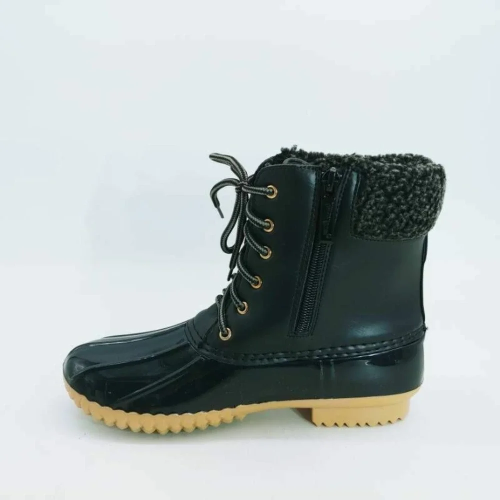 Nature Breeze Womens Duck 02 Winter Boots Black Zipper Faux Fur Lined 6.5 New